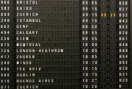 Flight timing information board in air port terminal