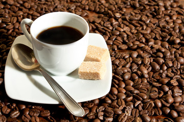 Coffe cup and beans