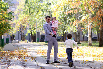 family in autumn park