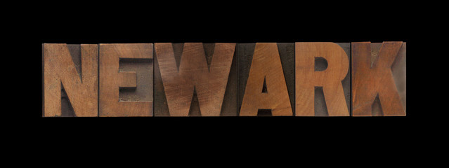 the word Newark in old letterpress wood type