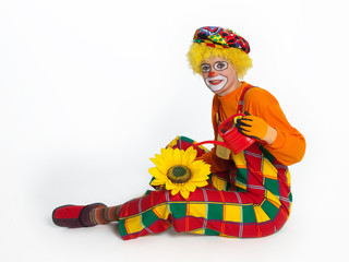 Clown with sunflower