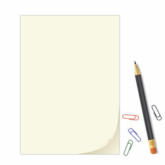 curled peel notepad with crayon and staples