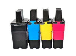 Ink cartridges on a white background
