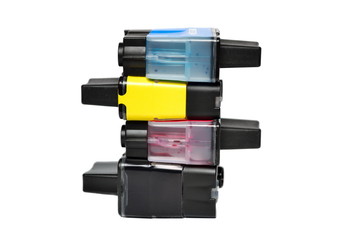Ink cartridges isolated on white