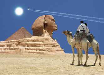 Symbol Egypt's - pyramid, Sphinx, camel, sand and sun © Miroslav Beneda