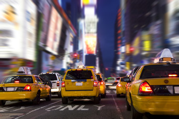 Yellow Taxi in Time Square, New York City