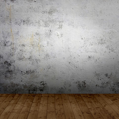 Raum mit weiser Wand  und Holzboden