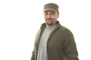 happy man in sweater and hat