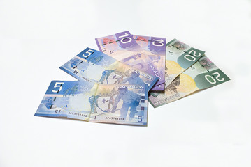 Obraz na płótnie Canvas Canadian Money against white background