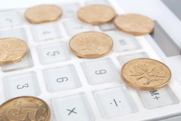 Coins and calculator