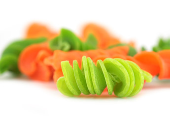 Fusilli green and orange italian pasta