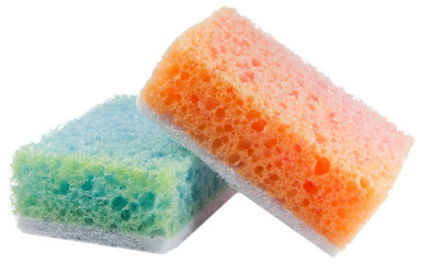 Two China sponges on a white background