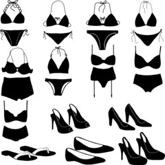 Obraz premium Various womens intimate clothing silhouettes