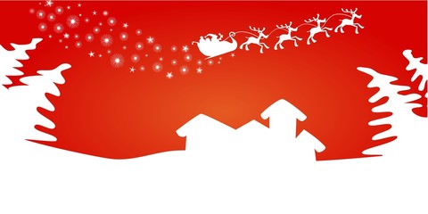 Christmas background in red with Santa Claus