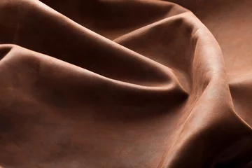 Deurstickers Close-up photo of brown leather ripples © luca fabbian