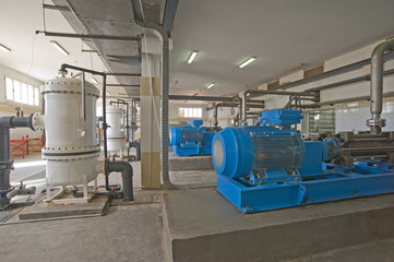 Pump room with large machinery