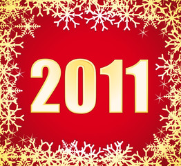 Golden 2011 festive snowflakes frame