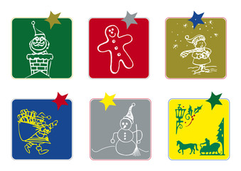 quadrotti con icone di natale