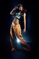 young nice girl dancing modern dances