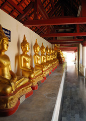 Buddha sculptures in ancient Thai temple