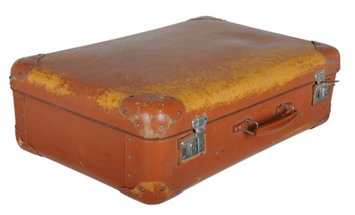 old battered brown suitcase