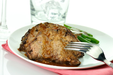 meat loaf with mashed potatoes and green beans