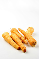 Pastinaken auf weissem Hintergrund