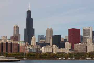Fototapeta na wymiar Widok do Downtown Chicago / USA od Adler Planetarium