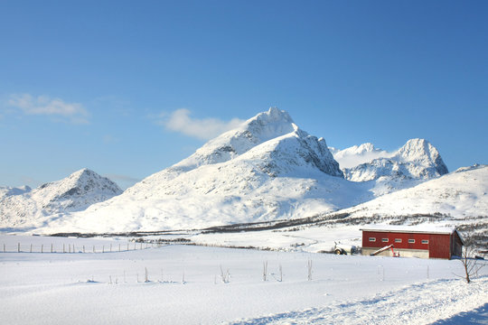 Farm under a mountain