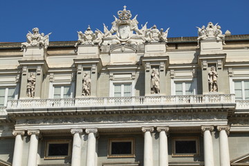 Fototapeta na wymiar Part of old monolith historic building in Genoa, Italy