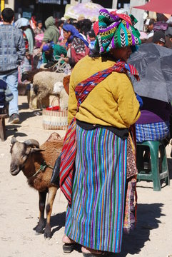 Femme guatemaltèque au marché des animaux