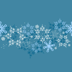 Seamless blue border with different snow flakes