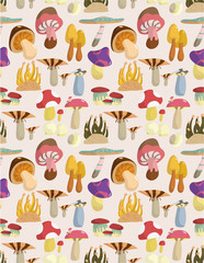 seamless mushrooms pattern