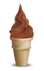 Chocolate ice cream cone. Vector illusration.