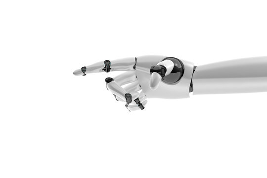 Robotic hand on white background
