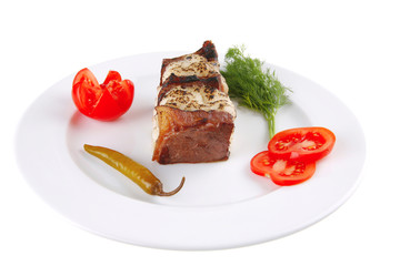 red roast fillet in yellow cheese