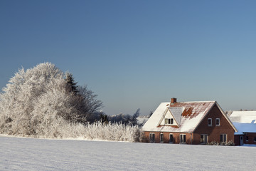 Farmhouse in the Snow