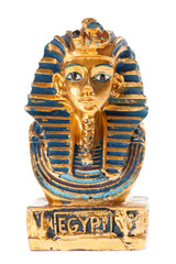 mask of pharaoh tutankhamon isolated on white - obrazy, fototapety, plakaty