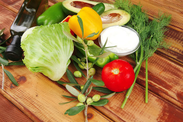 uncooked vegetables prepared for use
