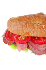 long baguette with smoked chicken sausage