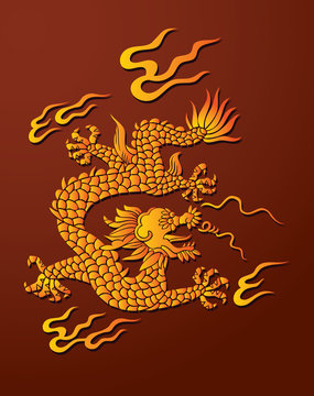 Traditional Chinese dragon, lord of air and water, vector