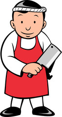 asian japanese butcher jolding meat cleaver