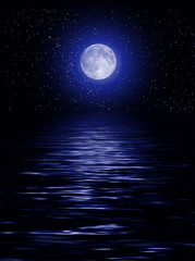 Naklejka na ściany i meble Full moon image with water