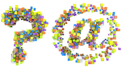 Abstract cubes font at and query symbols