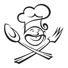 Fototapeta premium chef with spoon and fork