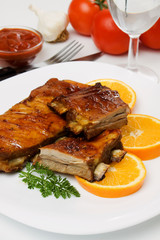 Honey glazed barbecued ribs