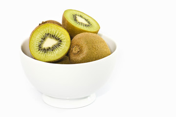 Kiwi fruit in white bowl