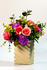 Artificial flowers made of cloth.