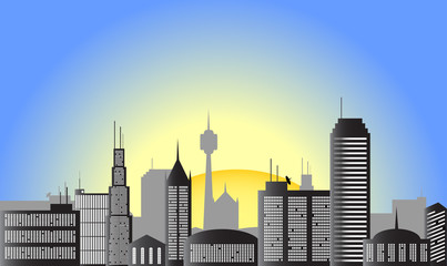 Sunrise city vector illustration