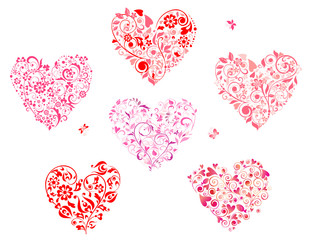 Floral greeting heart shapes
